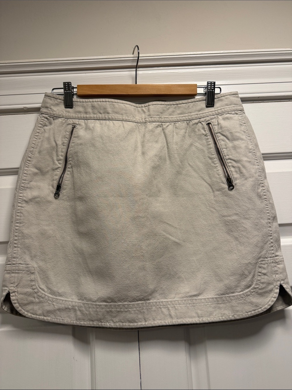 J.Crew linen blend Light Beige Zip-Front Mini Skirt